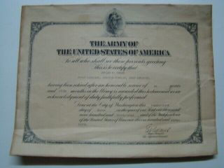 1907 To 1939 Us Army 1st Sergeant 30th Infantry Honorable Service Certificate