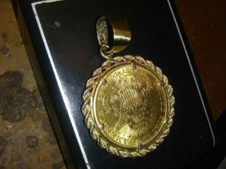 1897 - S Liberty Head,  $20 Dollar Gold Coin and Diamond Pendant 3