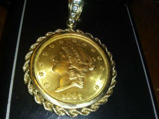 1897 - S Liberty Head,  $20 Dollar Gold Coin and Diamond Pendant 5