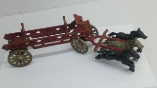 Antique Stanley Toys Cast Aluminum Horse Drawn Fire Ladder