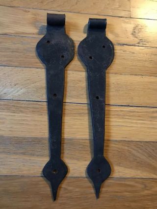 Antique Blacksmith Hand Forged Cast Iron Barn Door Straps/hinges 19thc