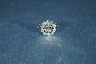 Antique French Art Deco Platinum Old Cut Diamond Ring