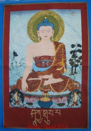 Handmade Embroidered Silk Mural Thanka God Buddha Religion Deco Art 136