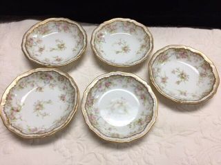 Theodore Haviland Limoges Schleiger 340 Double Gold Berry Bowls Set Of 5