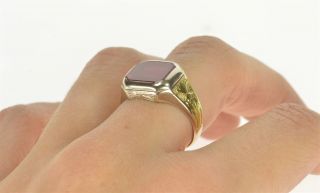 14K 1930 ' s Men ' s Two Tone Syn.  Ruby Statement Ring Size 9 White Gold 91 6