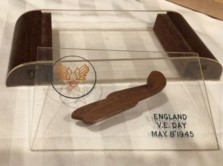 Vintage WWII England VE Day Lucite And Wood Cigarette Box 3