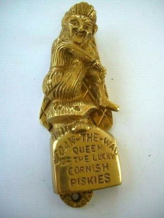 Vintage Queen Of Cornish Pixies Joan The Wad Brass Pendant Lucky Door Knocker