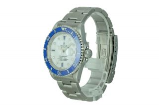 Mens Rolex Watch Submariner 16610 Stainless Steel MOP Diamond Sapphire Blue Face 4