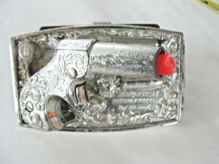 Vtg 1959 Mattel Belt Buckle - Swing Out Remington Derringer 1867 - Toy Cap Gun