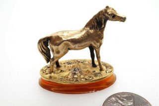 Antique French 18k Gold Horse Shaped Fob & Lion Hedgehog Crest Agate Seal