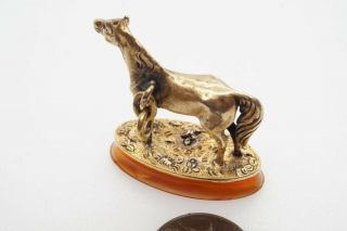 ANTIQUE FRENCH 18K GOLD HORSE SHAPED FOB & LION HEDGEHOG CREST AGATE SEAL 3