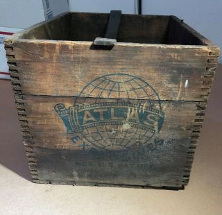 Vintage Atlas Powder Co High Explosives Dynamite TNT Wood Box Wooden Crate 3