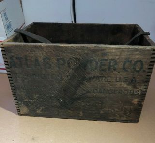 Vintage Atlas Powder Co High Explosives Dynamite TNT Wood Box Wooden Crate 4