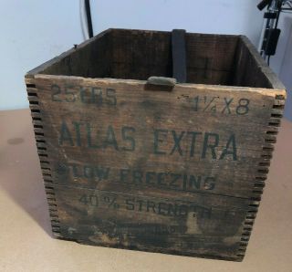 Vintage Atlas Powder Co High Explosives Dynamite TNT Wood Box Wooden Crate 5