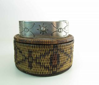 Heavy Antique 1st Period Navajo Ingot Silver Cuff Bracelet W/ Insects 60.  4 Grams 11