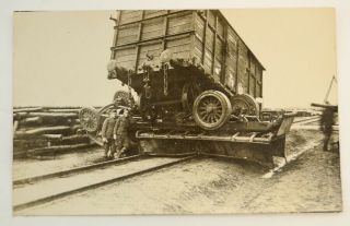 Wwi ? Era Soldiers Posing At Train Wreck Military Photo Photograph Antique Vtg
