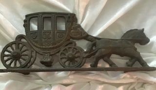 Patina Cast Iron Stage Coach Large Door Stop Spanora 1931