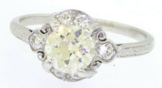 Antique EGL USA Platinum 1.  67CT VS Old Miner diamond wedding ring size 8.  25 2