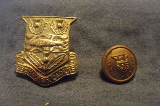 Pre Ww I Silver Collar Badge And Button To The 35th Halifax Cadets