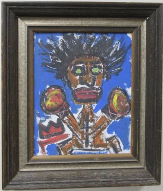 Antique Acrylic On Canvas Jean - Michel Basquiat Boxer Samo As Pictured Lob