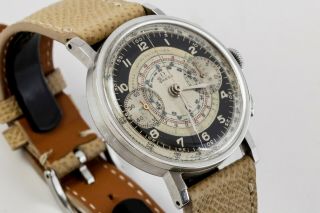 Vintage Omega Chronograph Steel Watch Cal 33.  3 Ref 2393/2 38mm Circa 1940s 12