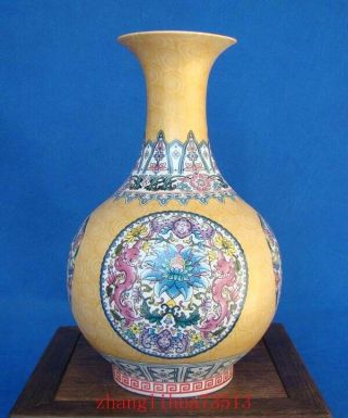 230mm Handmade Painting Cloisonne Porcelain Vase Flower Yongzheng Mark Deco Art