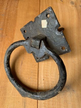 Primitive Vintage Iron Hammered Door Knocker Hitching Post Stable Ring