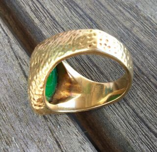 Fine Mens Green Jade Heavy 18k Gold Ring Vintage Carved Seal Size 11 Chinese 6