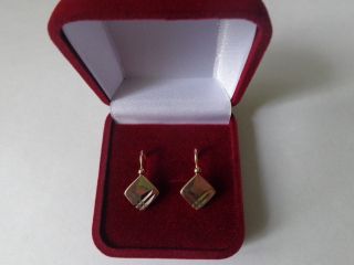 Vintage Soviet Solid Rose Gold Earrings 14k 583 Star Hammer Russian Ussr 4.  76 Gr