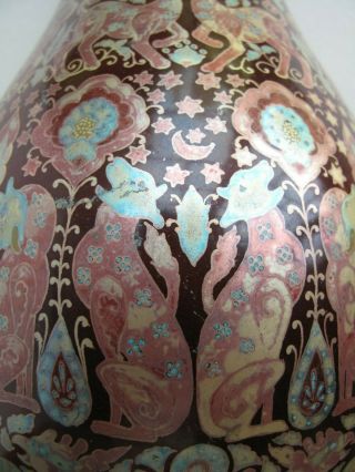 ANTIQUE ZSOLNAY PECS HUNGARY ART POTTERY VASE,  Eosin glaze,  shape c.  1895 - 1900 10