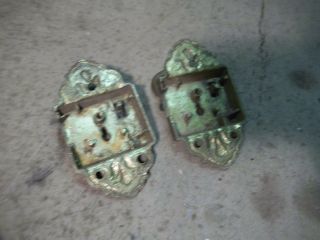 Pair Old Fancy Brass Ice Box or Cabinet Pull Handles marked 53L 2