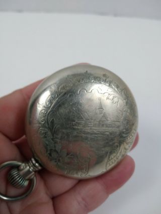 Antique Elgin National Watch Co 2785148 Pocket Watch Illinois Nickel Silver 3