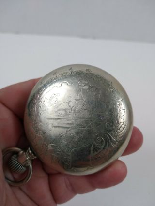 Antique Elgin National Watch Co 2785148 Pocket Watch Illinois Nickel Silver 4