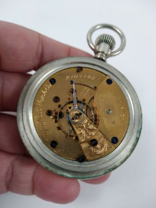 Antique Elgin National Watch Co 2785148 Pocket Watch Illinois Nickel Silver 8