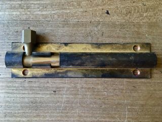Antique Door Latch Bolt Lock Brass Vintage Old Reclaimed 15cm
