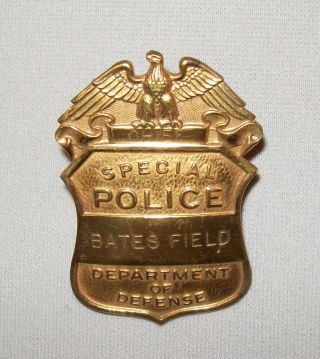 Old Vtg Ca 1940s Obsolete Bates Field Special Police Chief Badge