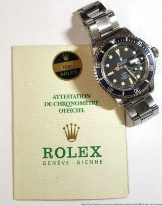 Vintage Rolex Submariner Date 1680 1970s Mens Steel Watch Booklet Papers sticker 6