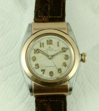 Vintage Rolex Bubbleback Wristwatch Rose Gold Hoods For Repair 1940 