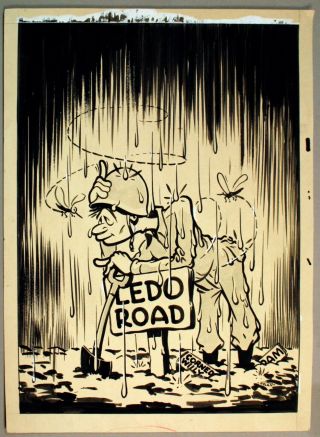 Art - John B Nolan War Time Cartoonist Pen/ink Ledo Road - Krfx