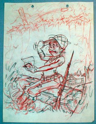 Art - Red Pencil Sketch - John B Nolan - World War Ii Reading Letter - Krfx