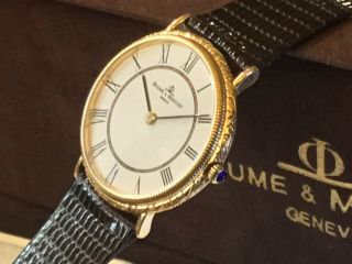 Spectacular 18k Gold Prime Baume & Mercier Chased Mechanical Watch Box Band