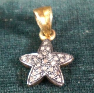 Antique Victorian Cluster Diamonds Star Rolled Gold Neck Pendant Necklace Charm