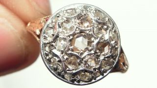 Impressive Antique Georgian Rose Cut Diamond Daisy 18ct Gold Ring 10