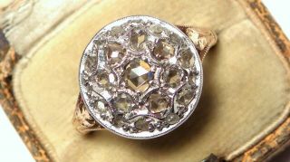 Impressive Antique Georgian Rose Cut Diamond Daisy 18ct Gold Ring