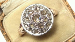 Impressive Antique Georgian Rose Cut Diamond Daisy 18ct Gold Ring 3