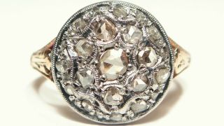 Impressive Antique Georgian Rose Cut Diamond Daisy 18ct Gold Ring 4