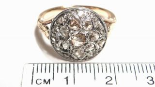 Impressive Antique Georgian Rose Cut Diamond Daisy 18ct Gold Ring 8