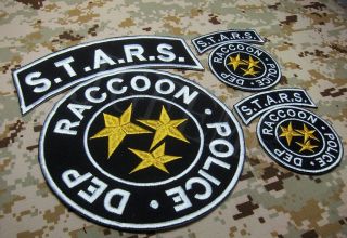 A SET Black Resident Evil Umbrella STARS Reccoon in the rear Embroidery Patch 2