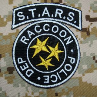 A SET Black Resident Evil Umbrella STARS Reccoon in the rear Embroidery Patch 3