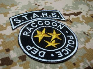 A SET Black Resident Evil Umbrella STARS Reccoon in the rear Embroidery Patch 4
